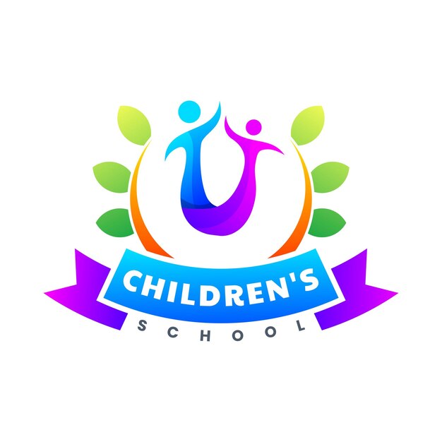 colorful children school icon logo design