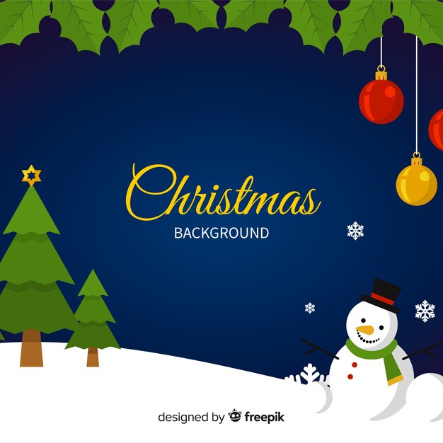 Colorful christmas background with flat design