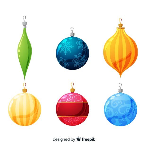 Colorful christmas ball collection with flat design