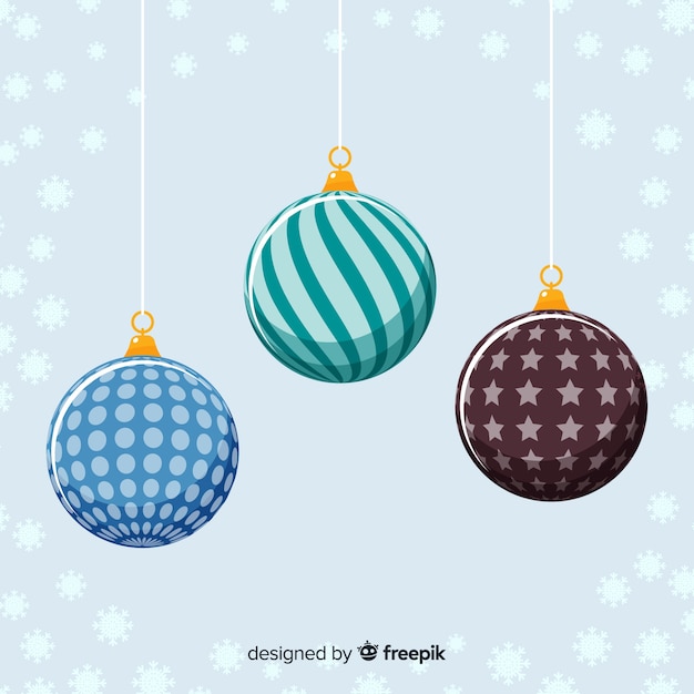 Colorful christmas ball collection with flat design