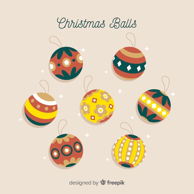 Free Vector colorful christmas ball collection with flat design