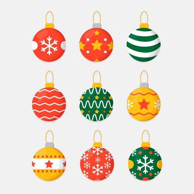 Colorful christmas balls in flat design