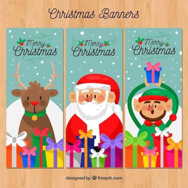 Free Vector colorful christmas banners