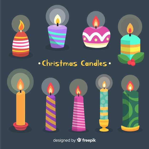 Colorful christmas candles collection