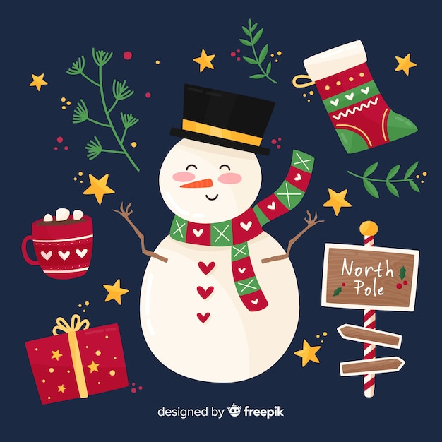 Free Vector colorful christmas element collection with flat design