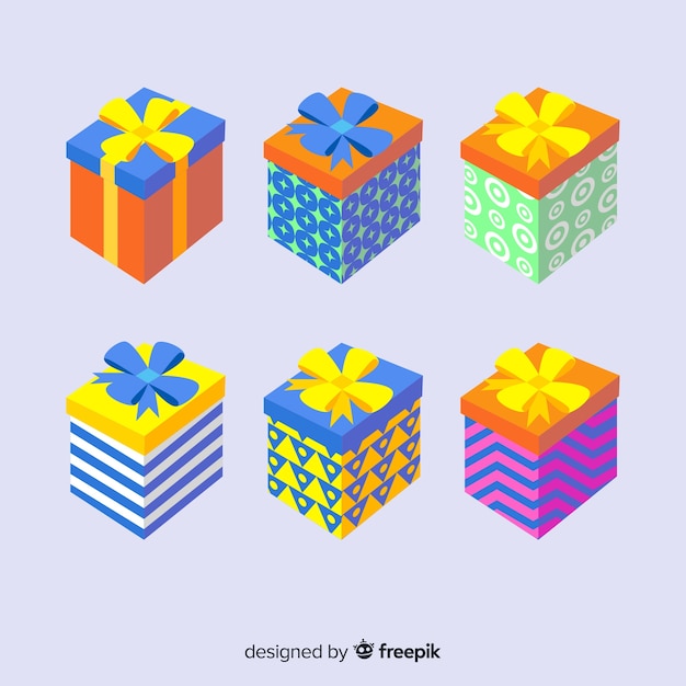 Free Vector colorful christmas gift boxes collection in flat design