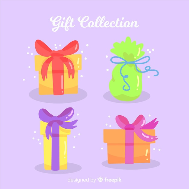 Colorful christmas gift boxes collection in flat design