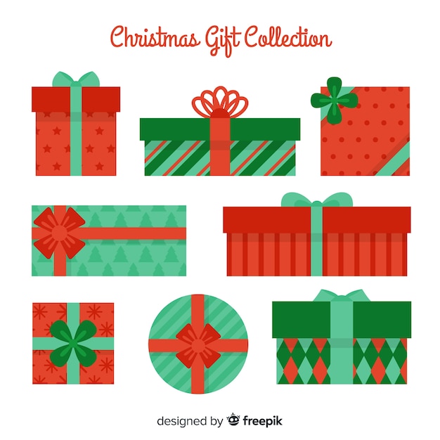 Colorful christmas gift collection with flat design