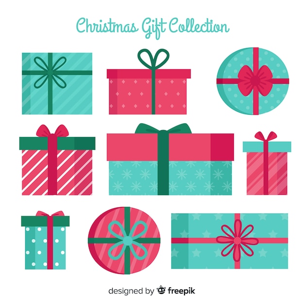 Colorful christmas gift collection with flat design