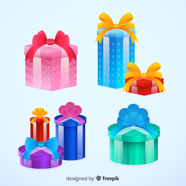 Colorful christmas gift collection with flat design