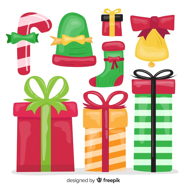 Colorful christmas gift collection with flat design