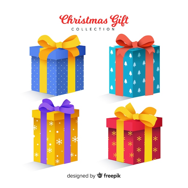 Free vector colorful christmas gift collection with realistic design