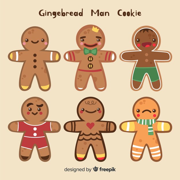 Colorful christmas gingerbread cookies collection