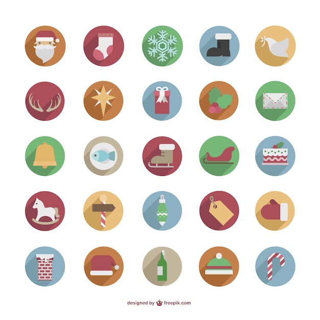 Free Vector colorful christmas icons pack