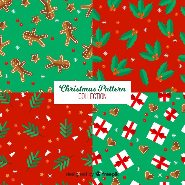 Colorful christmas pattern collection with flat design