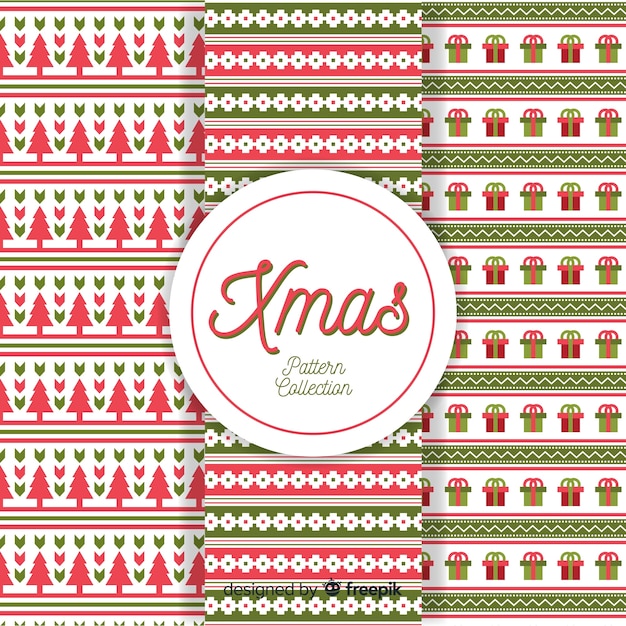 Colorful christmas pattern collection with geometric design