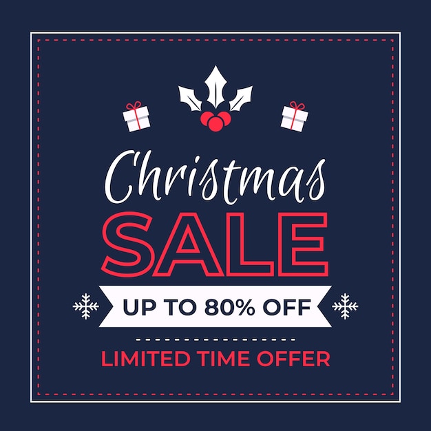 Colorful christmas sale in flat design