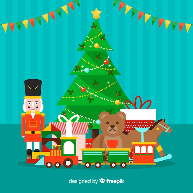 Colorful christmas toys illustration