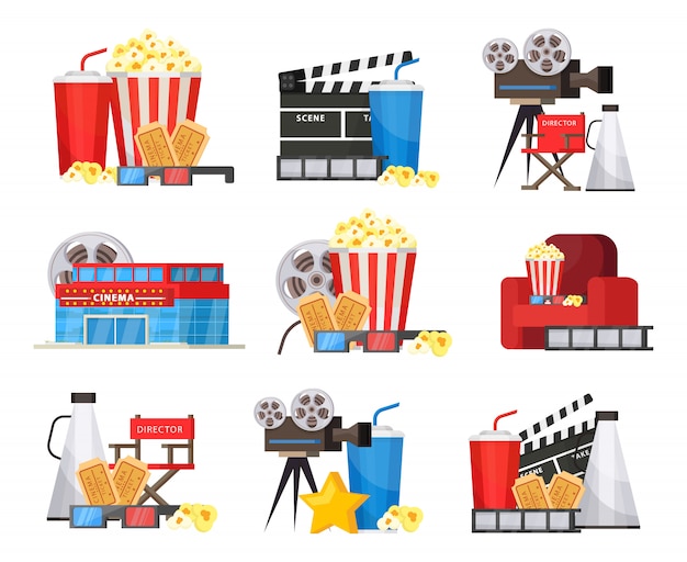 Colorful Cinema Elements Set