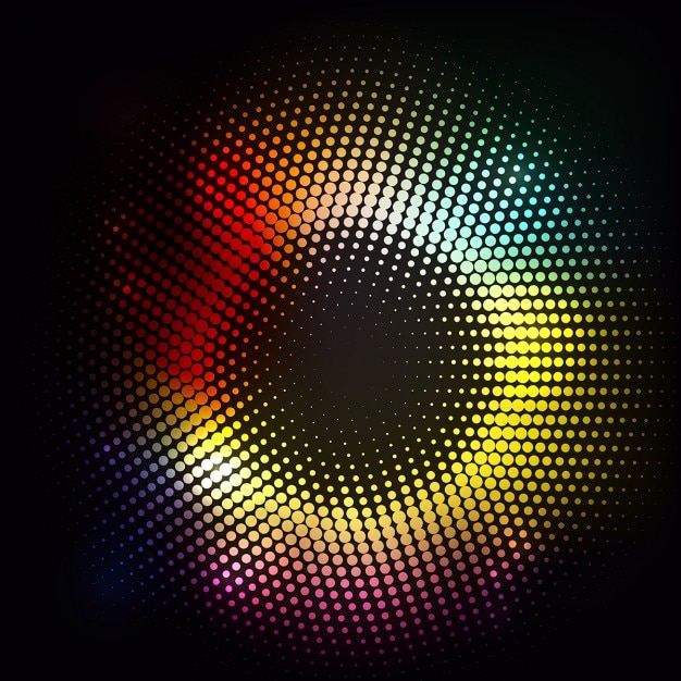 Colorful circular background with halftone dots