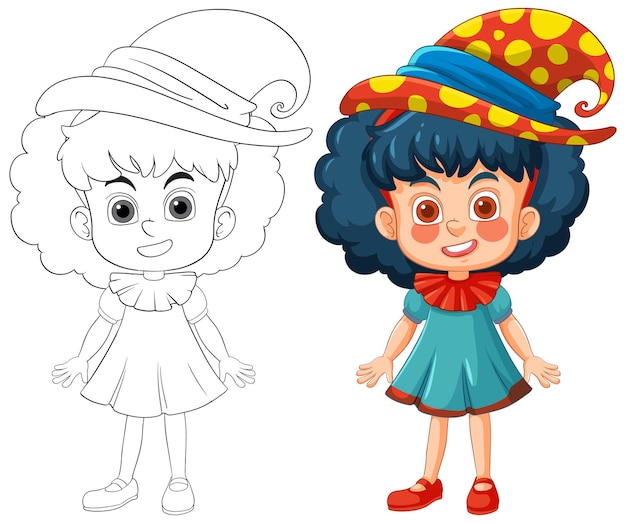 Free vector colorful clown girl illustration