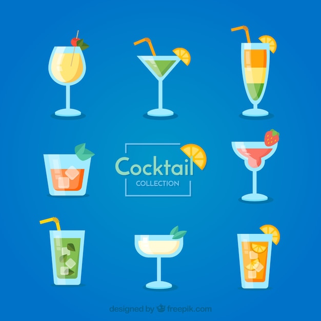 Colorful cocktail collection with flat design