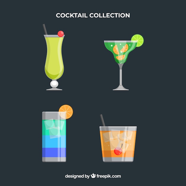 Colorful cocktail collection with flat design