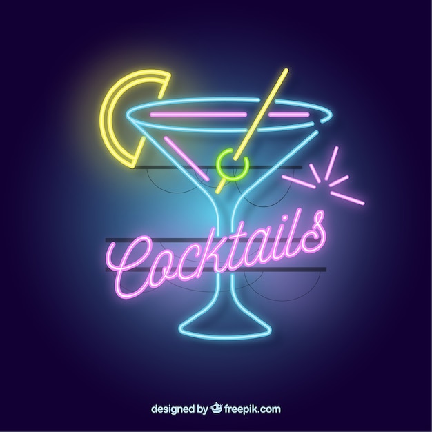 Colorful cocktail neon sign