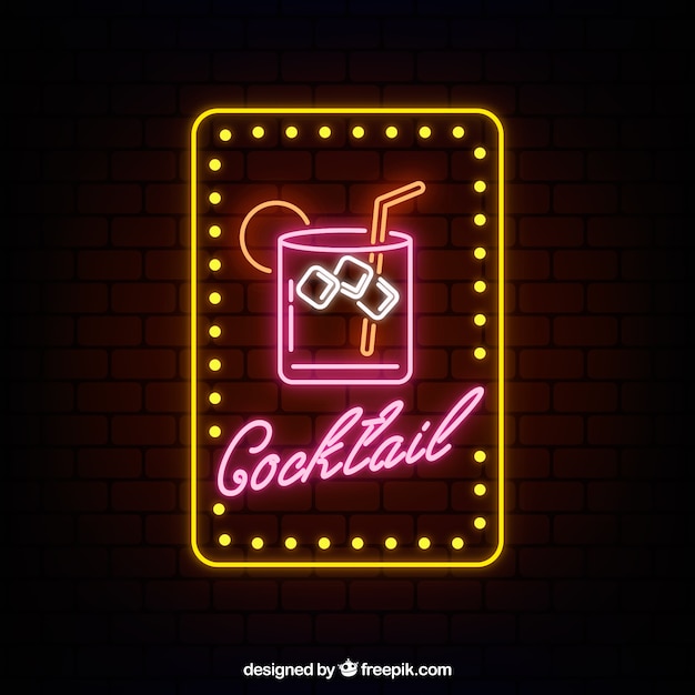 Colorful cocktail neon sign