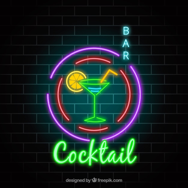 Colorful cocktail neon sign