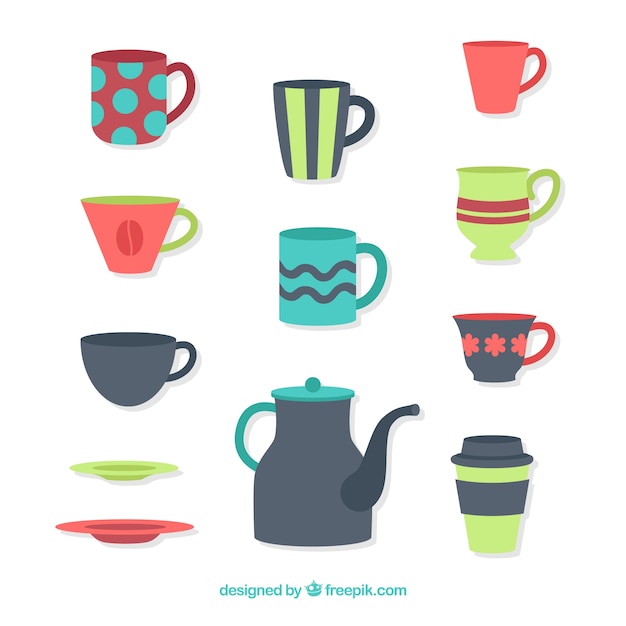 Free Vector colorful coffee cup collection