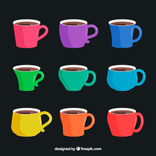 Free Vector colorful coffee cup set