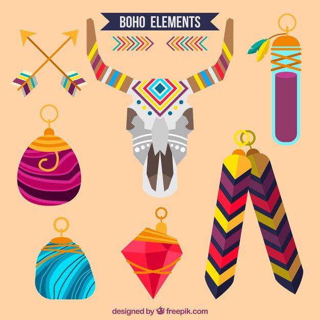 Colorful collection of flat ethnic elements