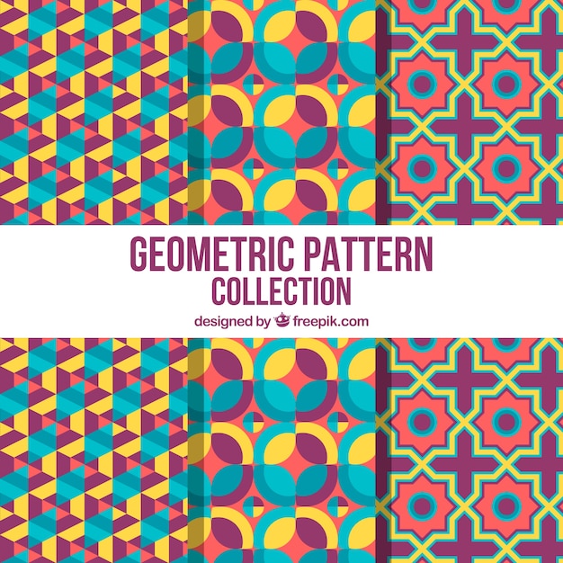 Free Vector colorful collection of fun geometric patterns