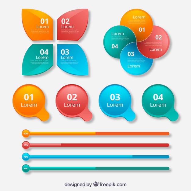 Free Vector colorful collection of infographic elements