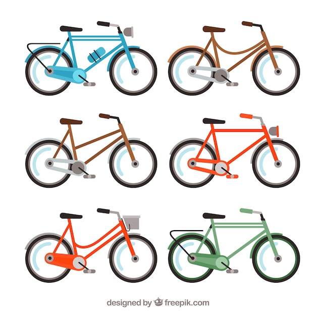 Colorful collection of modern bicycles