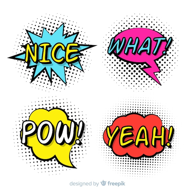 Free vector colorful comic speech bubbles collection