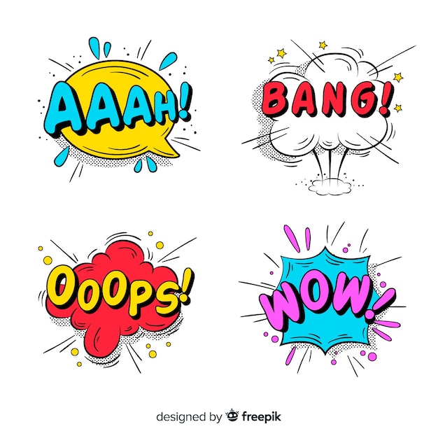 Free vector colorful comic speech bubbles