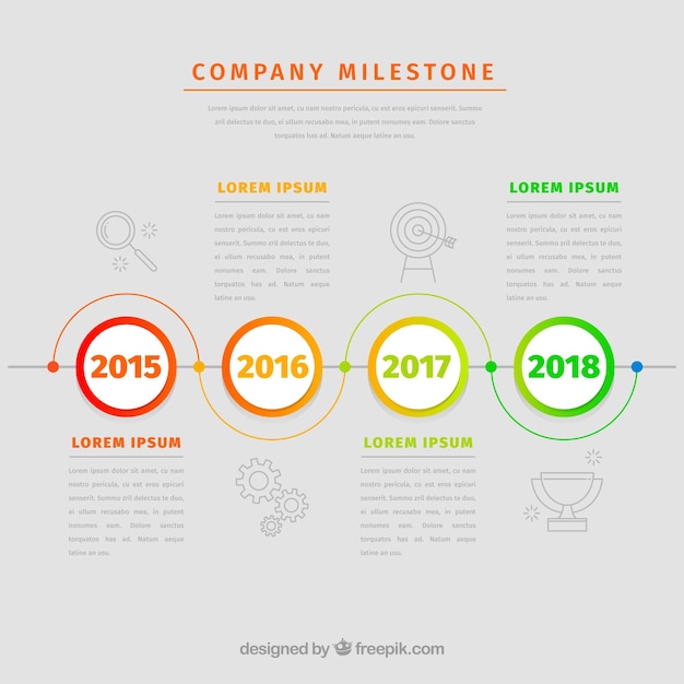 Free vector colorful company milestones with flat design