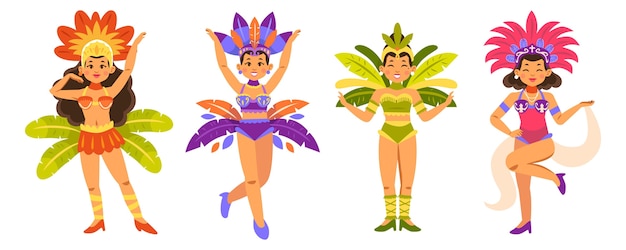 Colorful costumes carnival dancer collection