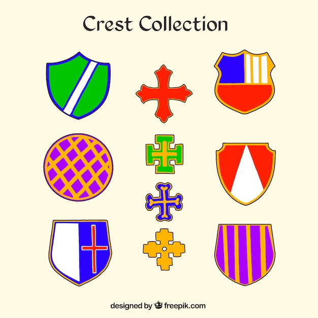 Free Vector colorful crest collection