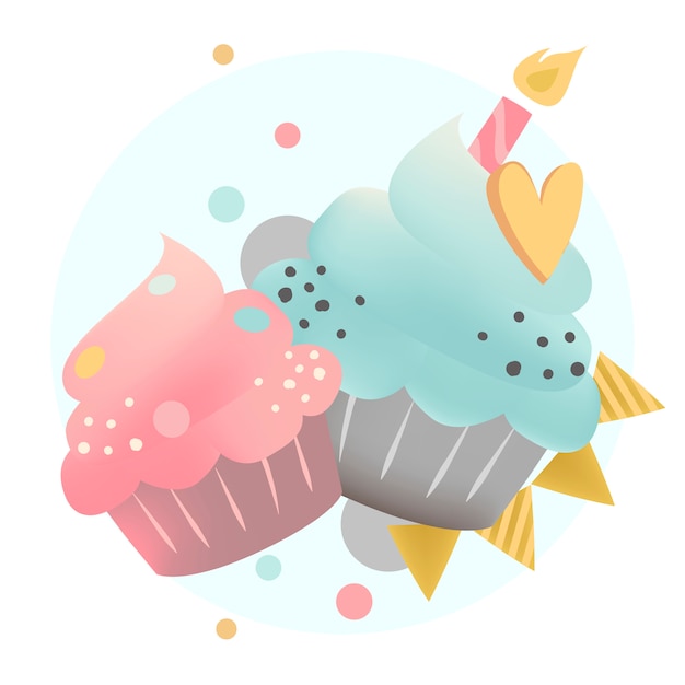 Free Vector colorful cupcake vector with a candle