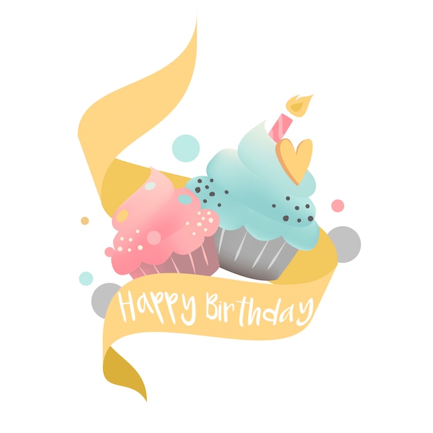 Free vector colorful cupcake vector with a candle