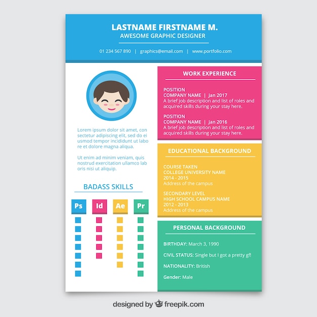 Colorful curriculum template