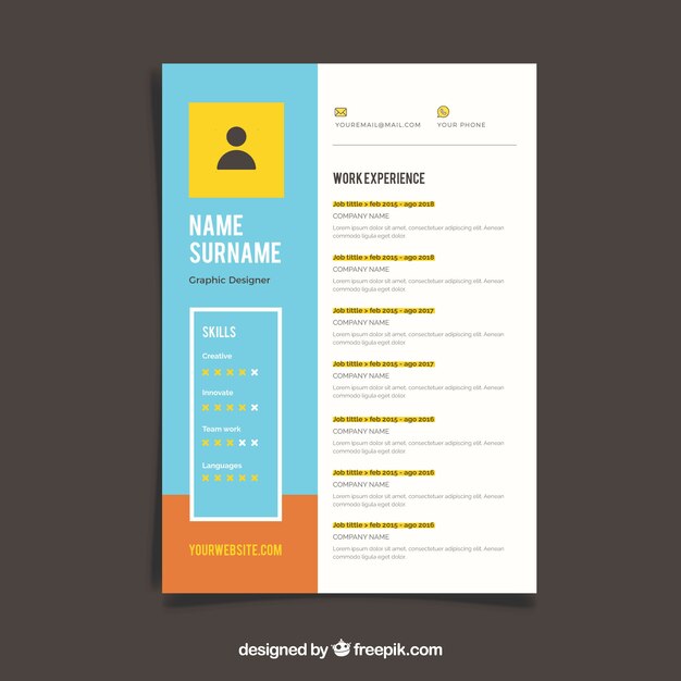 Colorful cv template