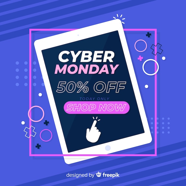 Colorful cyber monday in flat design