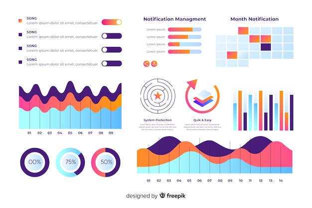 Colorful dashboard element collection