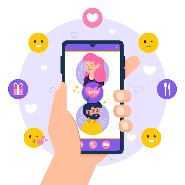 Free Vector colorful dating app concept