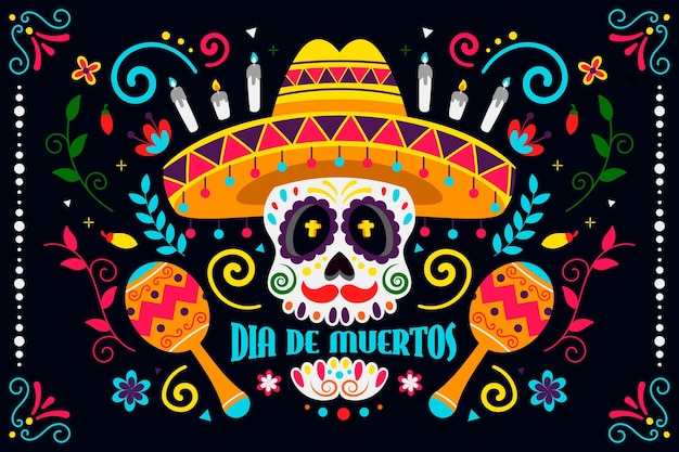 Colorful design day of the dead background