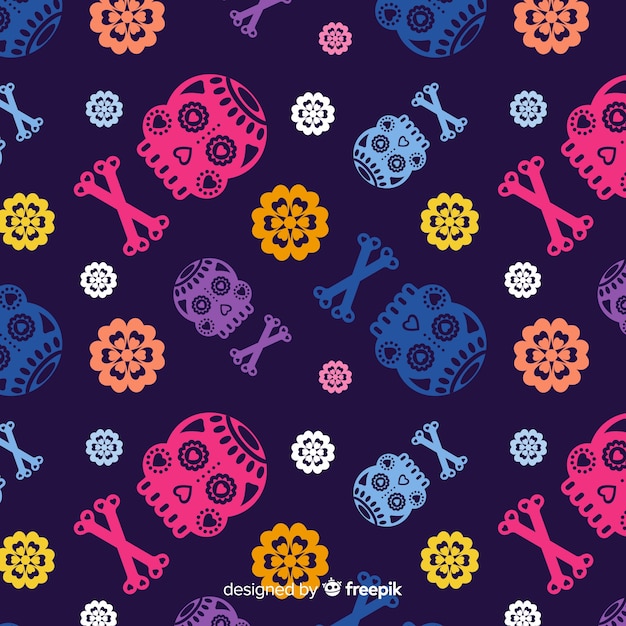 Colorful dia de muertos background